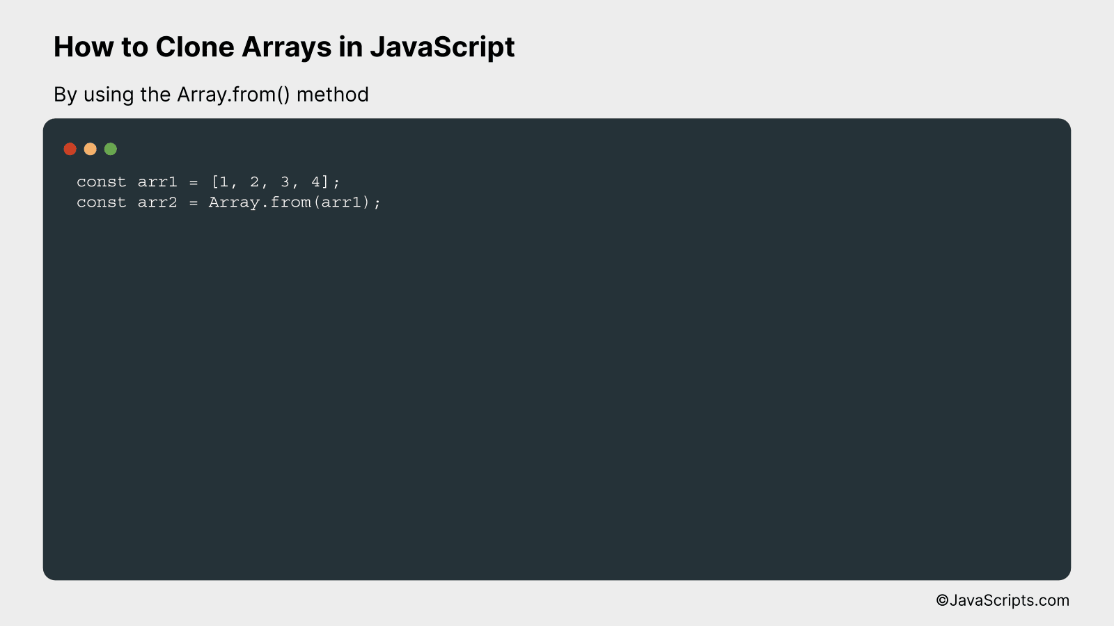 By using the Array.from() method